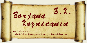 Borjana Kozničanin vizit kartica